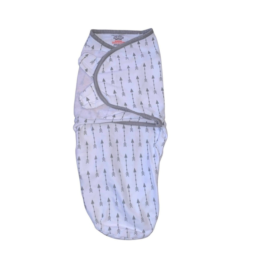 Mama Cheetah Swaddle Blanket Baby 0-3M White Gray Arrow Organic Cotton Boho Snug